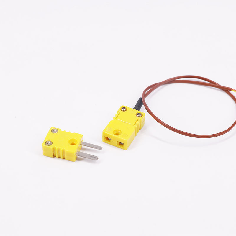 كابل تمديد مزدوج حراري لقياس درجة الحرارة مُغلف بـ PTFE بني بسلكين مع قابس مزدوج حراري لمستشعر الاتصال المباشر من النوع K
