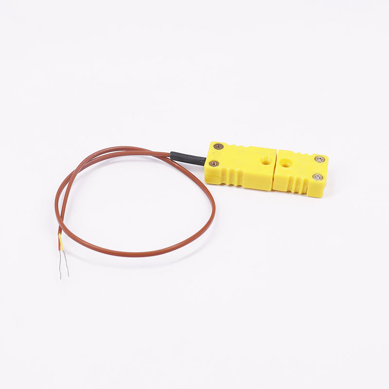 كابل تمديد مزدوج حراري لقياس درجة الحرارة مُغلف بـ PTFE بني بسلكين مع قابس مزدوج حراري لمستشعر الاتصال المباشر من النوع K